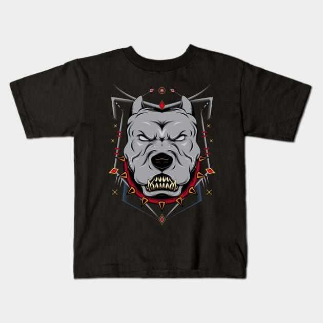 Pitbull emblem design Kids T-Shirt by AGORA studio